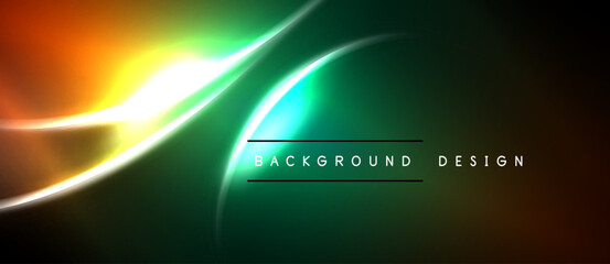 Obraz premium Abstract dynamic lines, vibrant colors blend. Gradient effect creates modern background design. Smooth curves suggest movement, energy.