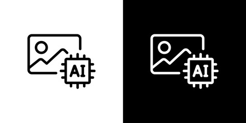 AI画像生成やクリエイティブな人工知能のアイコン (ベクター)