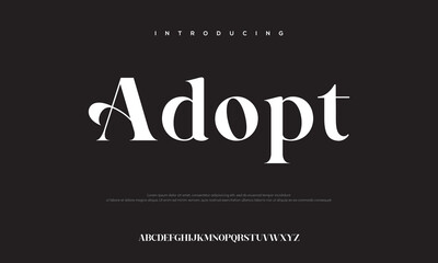 Elegant Adopt Typography: A stylish and sophisticated design, showcasing the word Adopt in a refined serif typeface, ideal for conveying a sense of elegance and modernity.