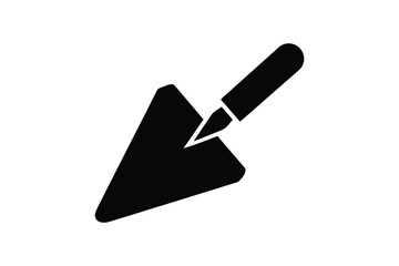 Construction trowel silhouette icon showing masonry hand tool for building work and plastering tasks in black
