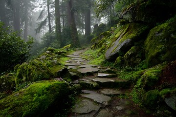 Fototapeta premium stone path in the forest