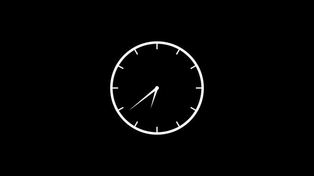 Minimalist white analog clock face with black hands indicating approximately 10:50 against a solid black background with no discernible texture or additional emphasizing simplicity and stark