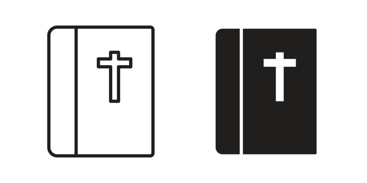 Bible icons in simple black style symbol sign for apps and website