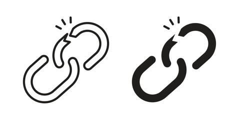 Fototapeta premium Broken link icons in simple black style symbol sign for apps and website