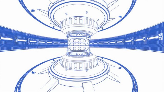 3d rendering outline of smr or small modular nuclear fusion reactor core chamber inside 4k footage