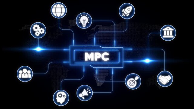 Business Technology Concept with M P C Central Hub Connecting Global Network