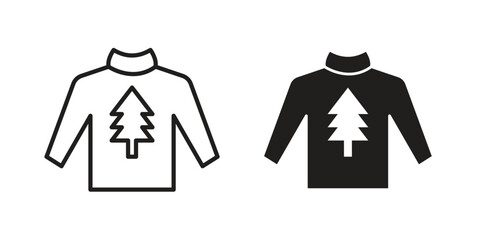 Naklejka premium Christmas sweater icons in simple black style symbol sign for apps and website