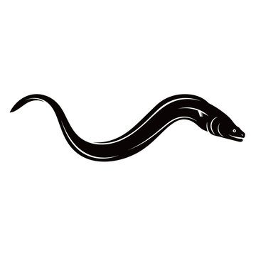 Eel Fish Silhouette Vector Icon - Minimalist Seafood and Marine Animal Logo Design