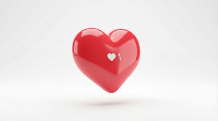Obraz premium Red Heart Notification Icon with Number One