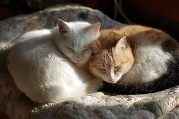 two cats curled together