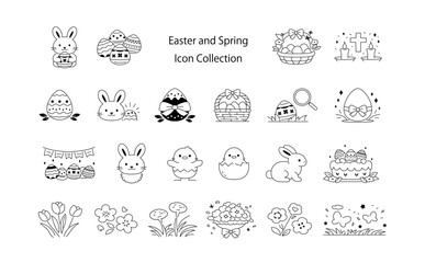 イースターと春をモチーフにしたアイコン素材セット © nabe