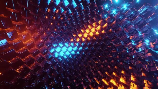 Animated rolling colored cubes