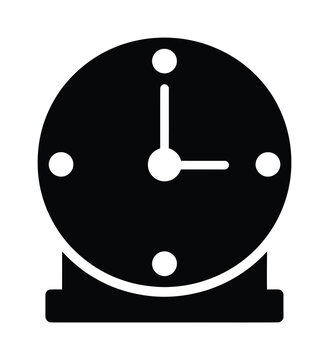 Vector illustration of a round alarm clock on a stand