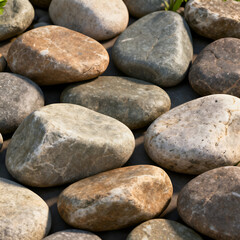 Stacked Natural River Stones Arrangement