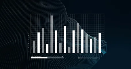 Fotobehang Buffet Displaying vertical bar chart centered in UI dashboard, showing grid, axis ticks, wireframe, slider  © vectorfusionart