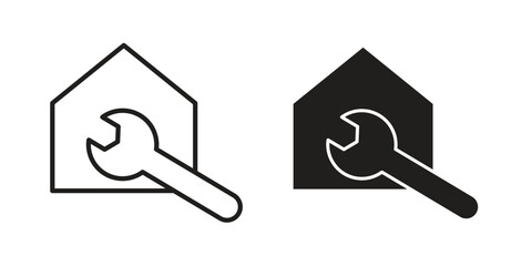 Home repair icons in simple black style symbol sign for apps and website