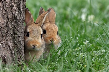 rabbits in the grass
