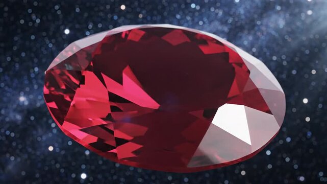 A Brilliant Red Ruby Gemstone Floating in Space