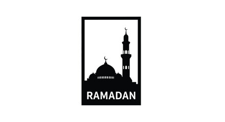 Ramadan mosque silhouette with minaret and dome in minimalist design © Salma