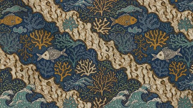 Seamless vintage floral knitted fabric texture pattern background