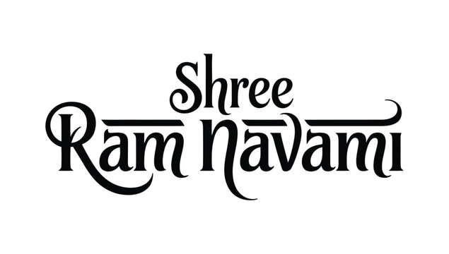 Shree Ram Navami stylish black calligraphy typography on white background celebrating hindu religious festival devotion spirituality and cultural heritage