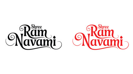 Shree Ram Navami elegant calligraphy typography set in black and red colors celebrating hindu religious festival devotion culture and spiritual tradition © Zavivec