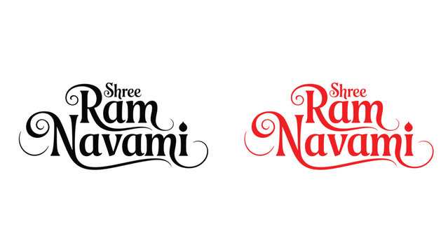 Shree Ram Navami elegant calligraphy typography set in black and red colors celebrating hindu religious festival devotion culture and spiritual tradition
