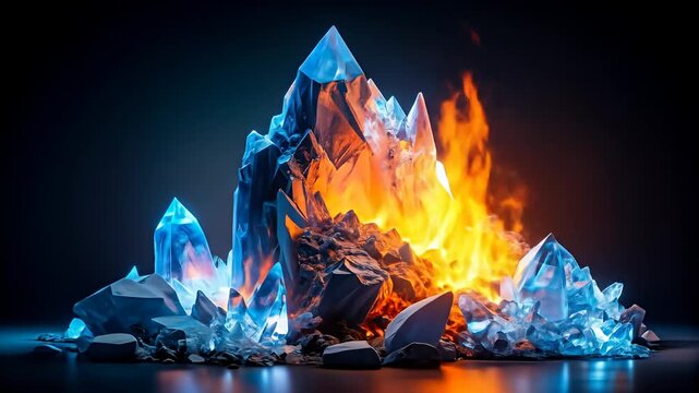 Crystals and Fire - A Dance of Ice and Flame.