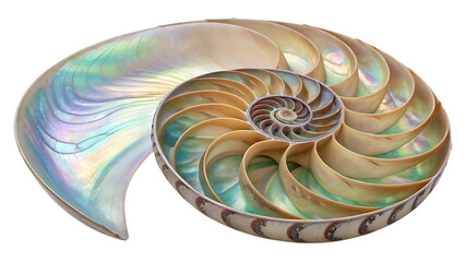 Obraz premium Vibrant nautilus shell with iridescent spiral design