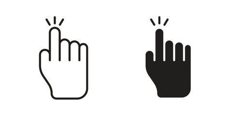 Obraz premium Pointing hand icons in simple black style symbol sign for apps and website