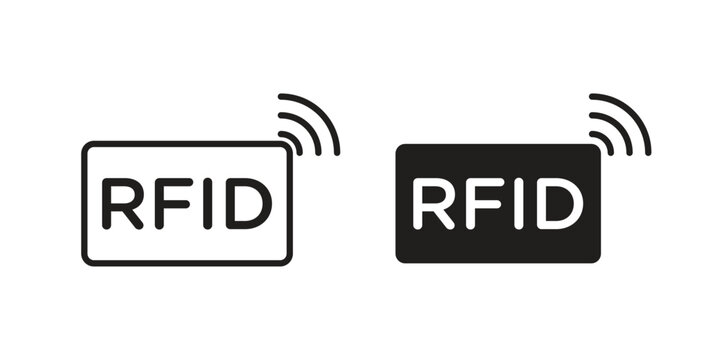 RFID icons in simple black style symbol sign for apps and website