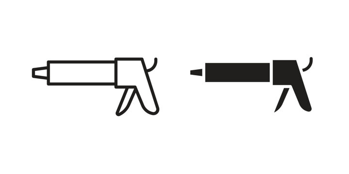 Sealants gun icons in simple black style symbol sign for apps and website