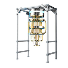 Golden quantum computer machine isolated on white