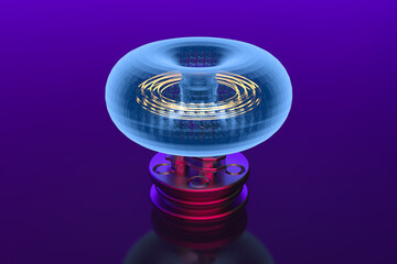 Smr or small modular nuclear fusion reactor core with magnetic ring in torus shape