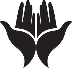 Obraz premium Open hands silhouette illustration vector for help charity and support on transparent