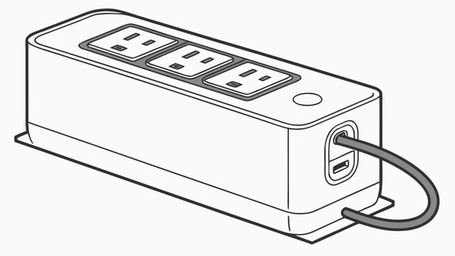 A vector graphic illustration of a power strip with USB ports and a cord