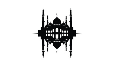 Naklejka premium Mosque Silhouette with Minarets and Dome in Symmetry and Serenity