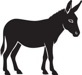 Obraz premium Silhouette donkey illustration vector standing profile side view line art isolated on transparent background