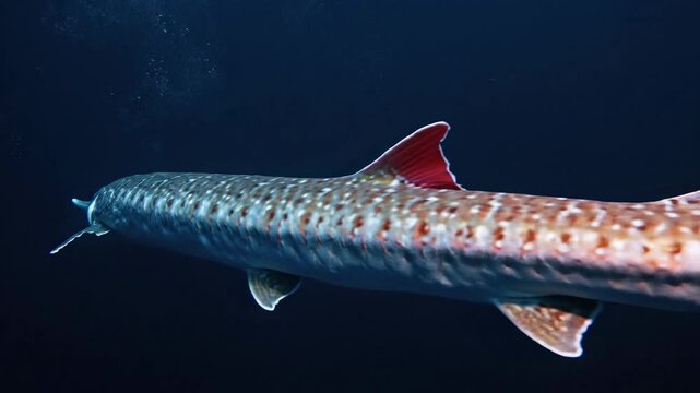 A Speckled Trout Swims Deep Underwater