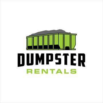 Roll-off dumpster rental services logo with masculine style design