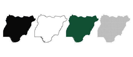 Obraz premium Nigeria Map Outline Variations: Silhouette, Contour, Color, and Pattern