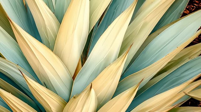Close-Up of Agave Plant Leaves - A Botanical Study in Texture and Color.