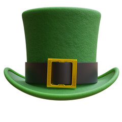 Saint Patrick Day leprechaun, green hat isolated on white, transparent. St Patrick irish party, 3d
