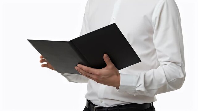 Young Professional Reading a Document with a Smile.