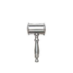 Silver gavel on black background