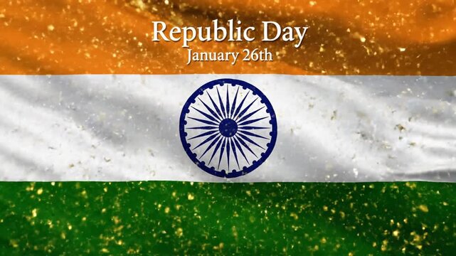 Waving national flag of India with Ashoka Chakra symbol