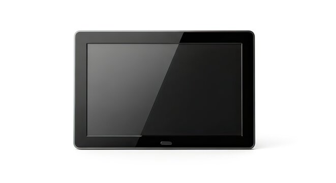 Modern black digital display with a blank screen, ideal for showcasing photos or presentations in any contemporary setting, isolated