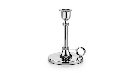 Elegant polished silver candlestick holder with a delicate ring on the base, perfect for ambient lighting