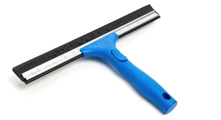 Obraz premium Efficient blue-handled window cleaning squeegee with a durable black rubber blade, perfect for streak-free shine on glass and smooth surfaces