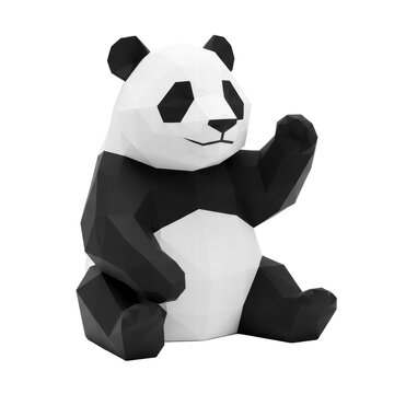 Low Poly Panda Waving